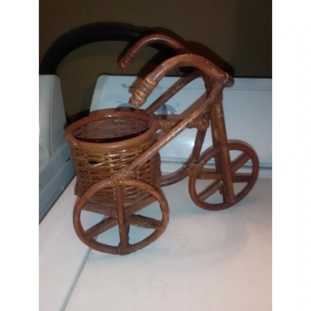 Boho VTG 1950's Bamboo Trycicle Flow Pot Holder 12